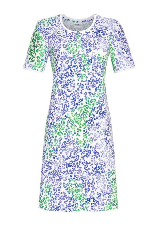 Ringella Nachthemd met knoopsluiting - 4211040 - Zomer blauw