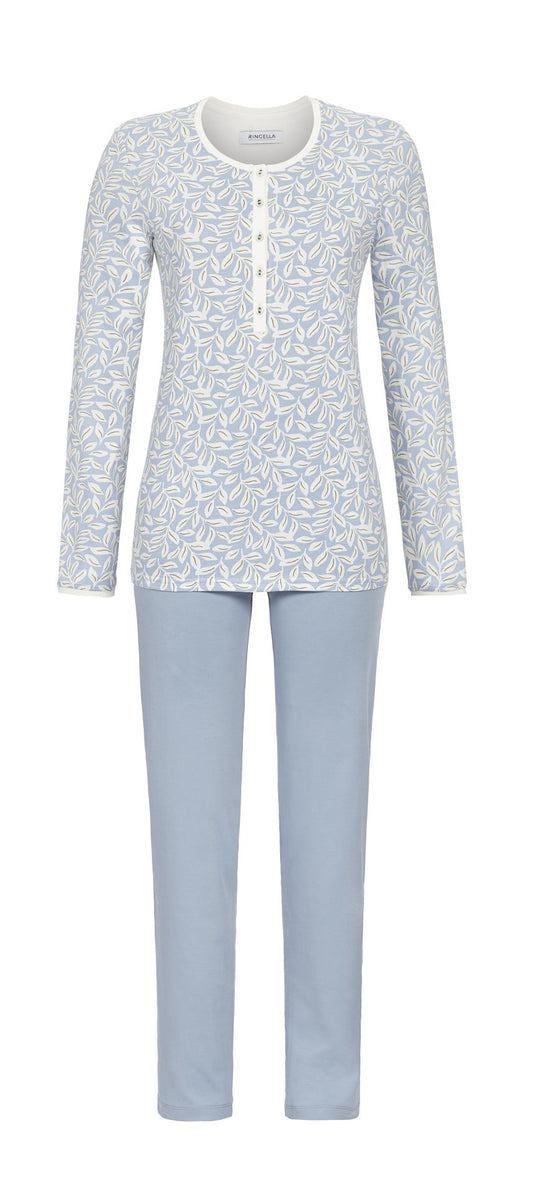 Ringella pyjama met blaadjes patroon - 4511236 - blauw