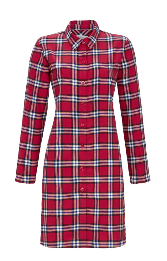 Ringella Flanellen Nachthemd doorknoop - 4517021 - rood geruit
