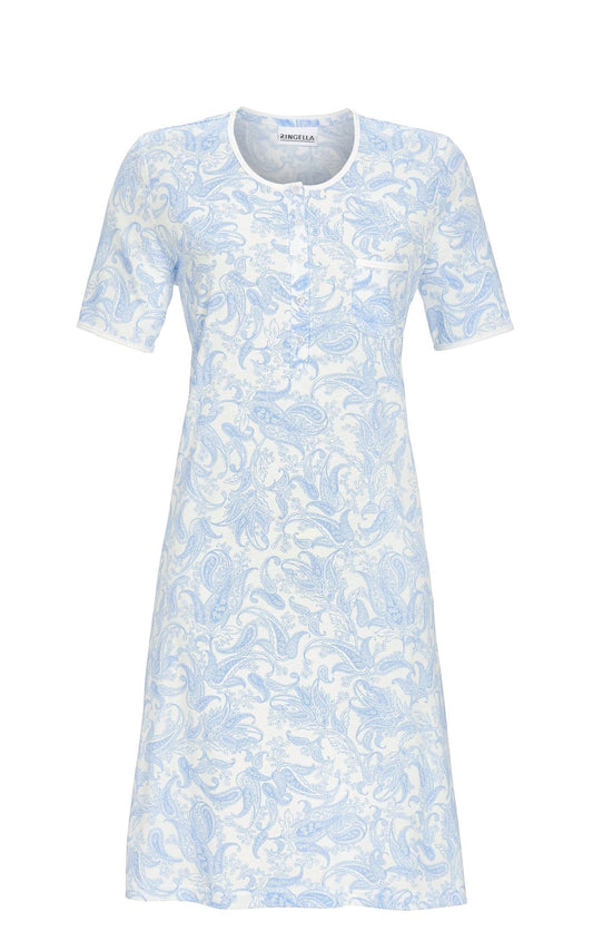 Ringella Nachthemd met knoopsluiting - 5211068 - Azur blauw paisley