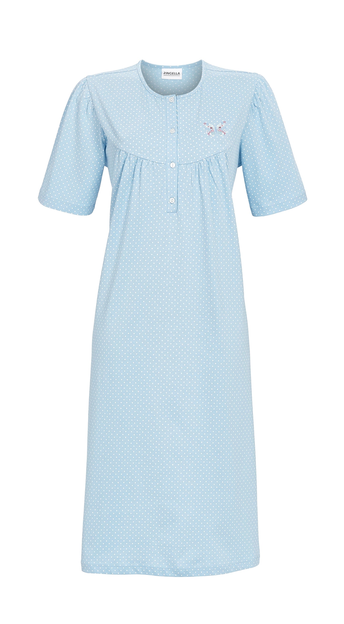Ringella lang klassiek Nachthemd met stippenpatroon - 5211072 - licht blauw
