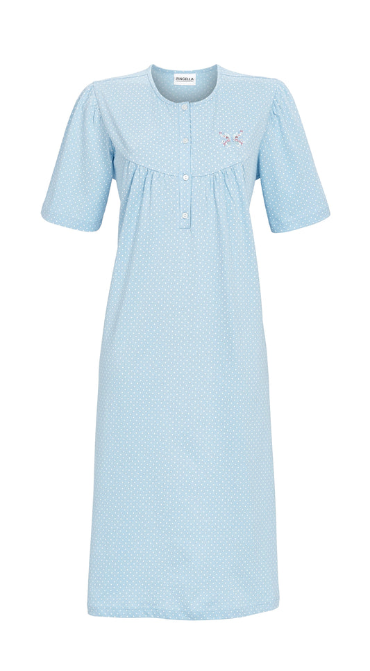 Ringella lang klassiek Nachthemd met stippenpatroon - 5211072 - licht blauw