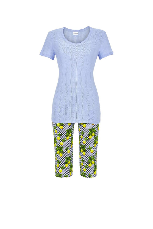Ringella pyjama met capri broek - 5211211 - Licht blauw citroenen