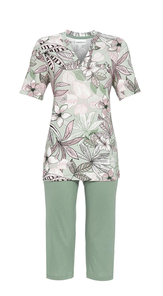 Ringella pyjama met capri broek bloemenprint - 5211249 - groen