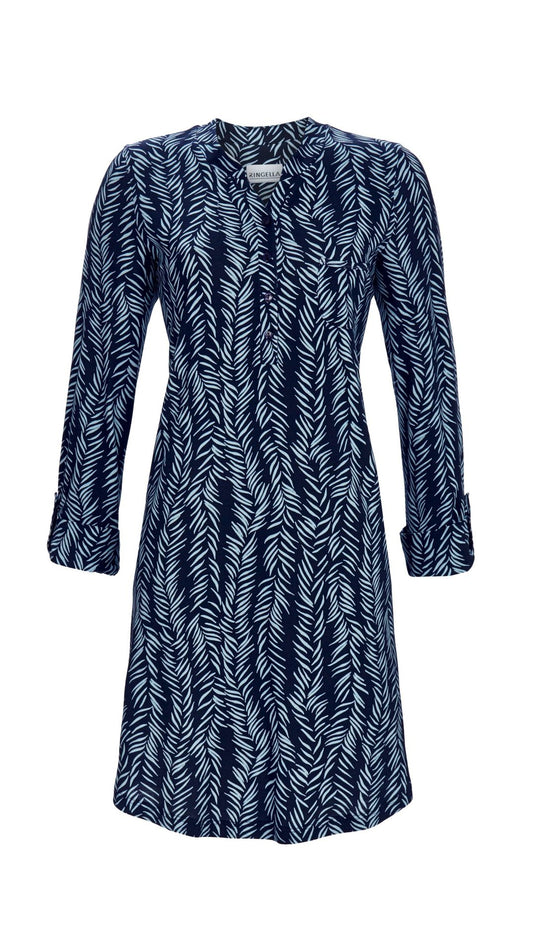 Ringella Nachthemd met knoopsluiting en borstzak - 5511047 - Donker blauw