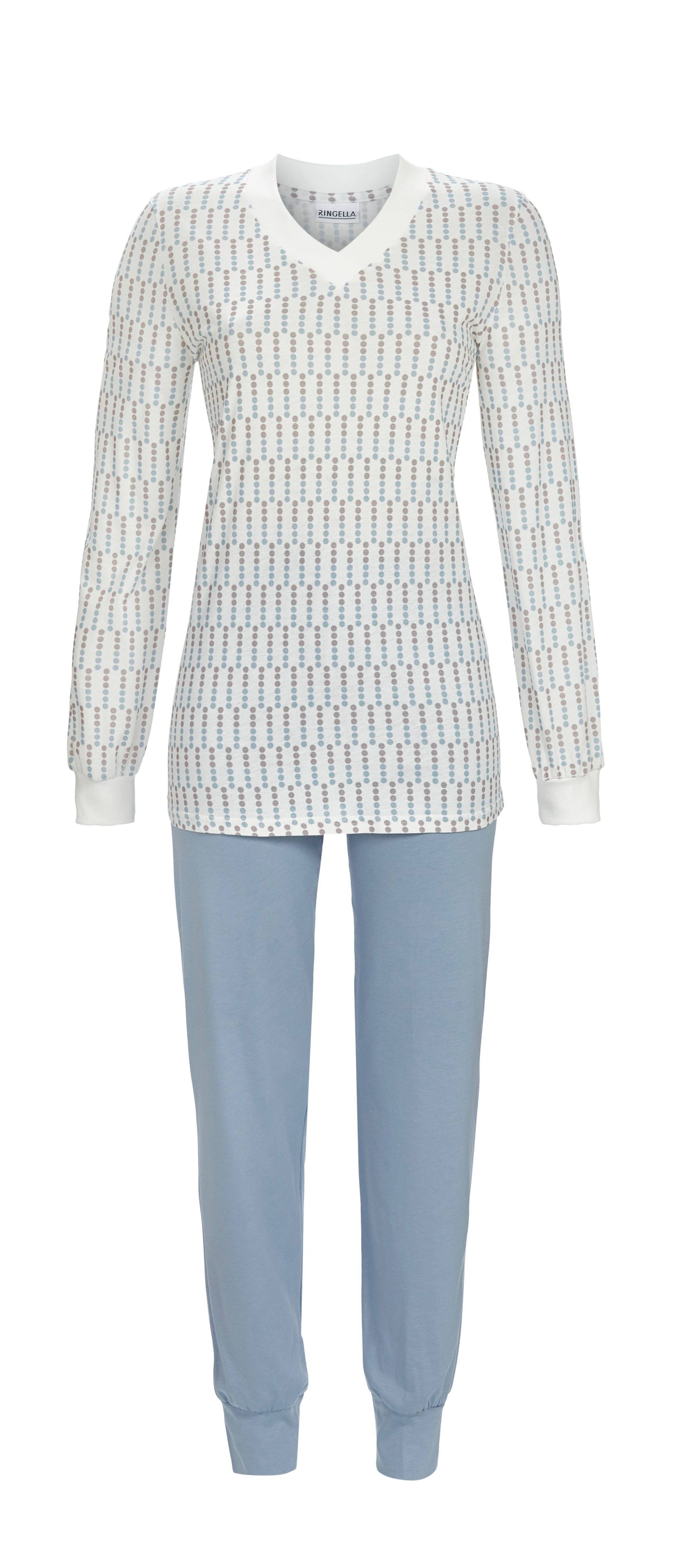 Ringella pyjama met boorden V hals - 5511232 - Champagne