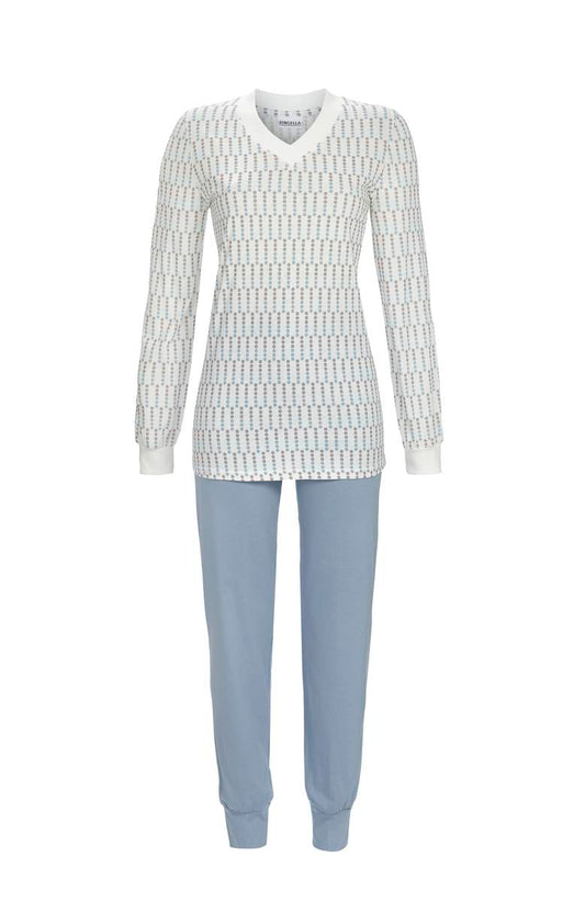 Ringella pyjama met boorden V hals - 5511232 - Champagne