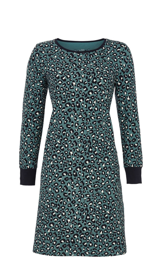 Ringella Bloomy nachthemd met boorden dierenprint - 5551002 - Groen