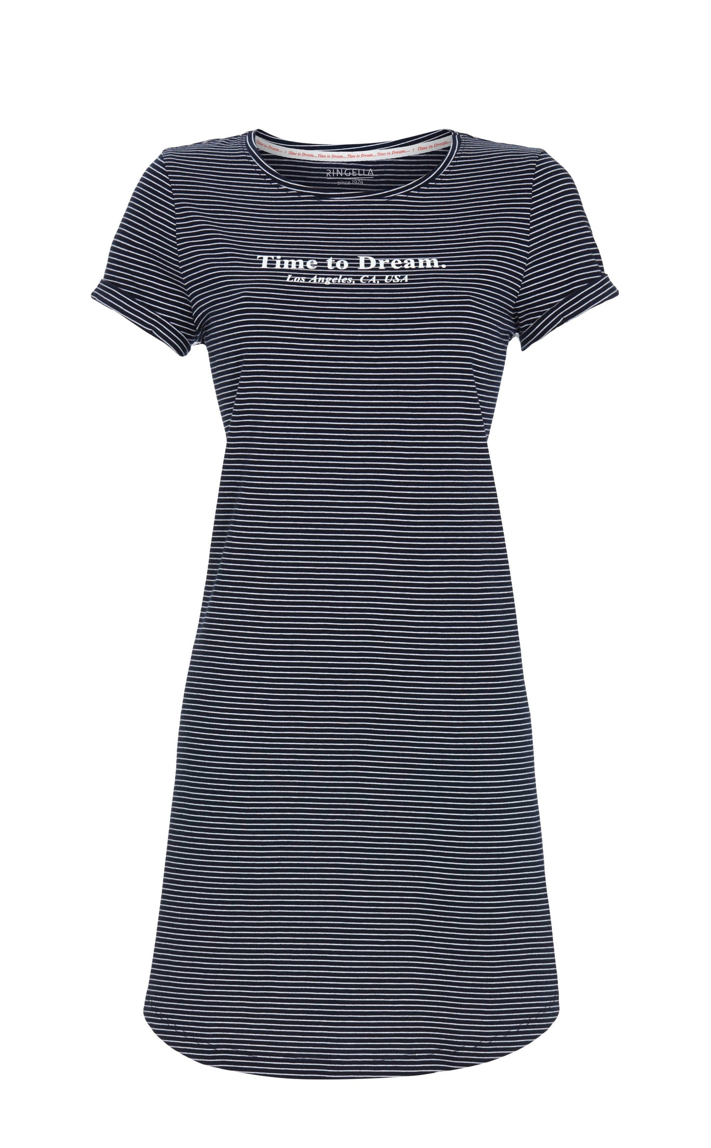 Ringella Nachthemd met opdruk "Time to dream" - 6211003 - Blauw gestreept