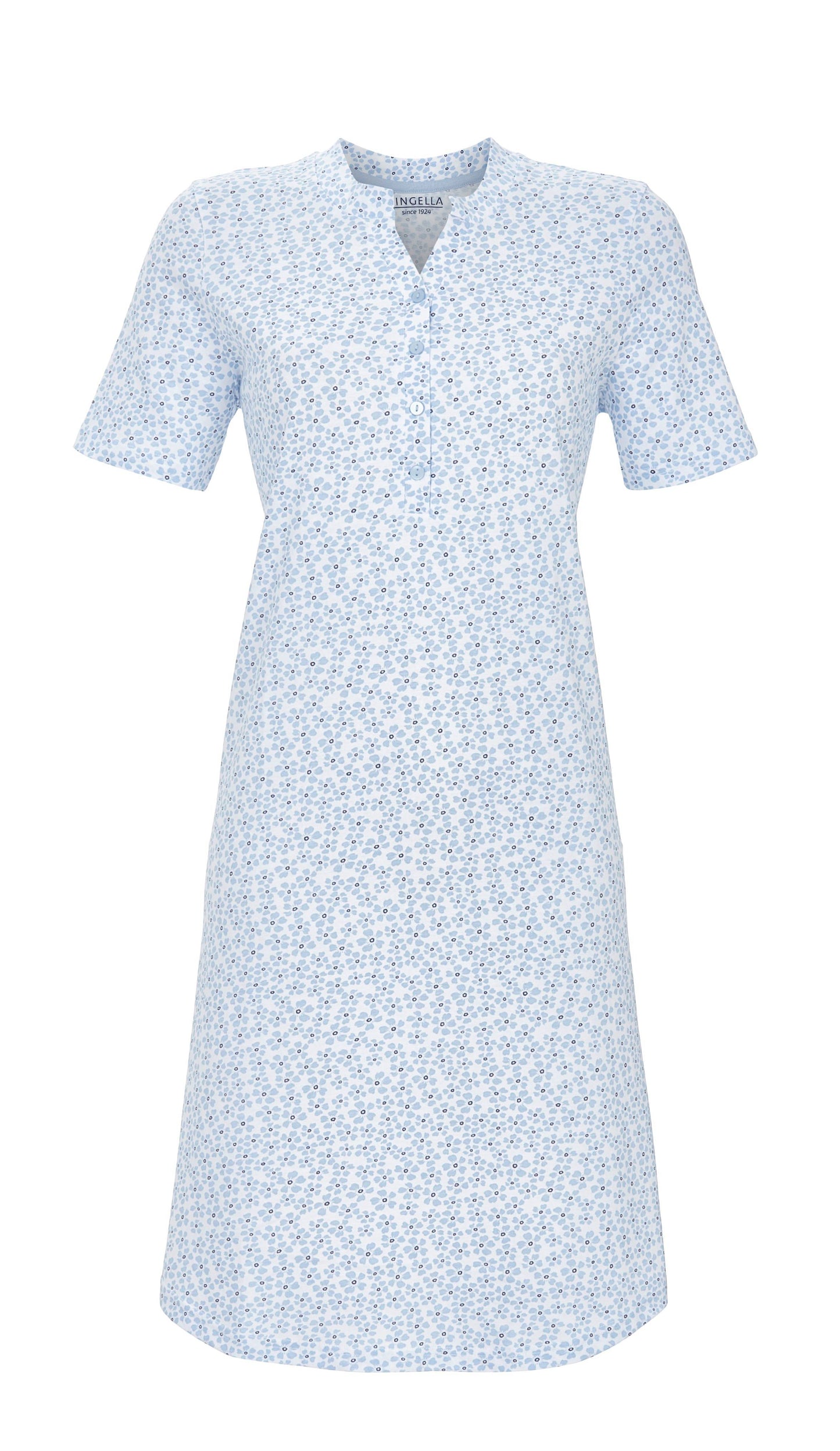 Ringella Nachthemd fijne bloemetjes met knoopsluiting - 6211046 - Blauw