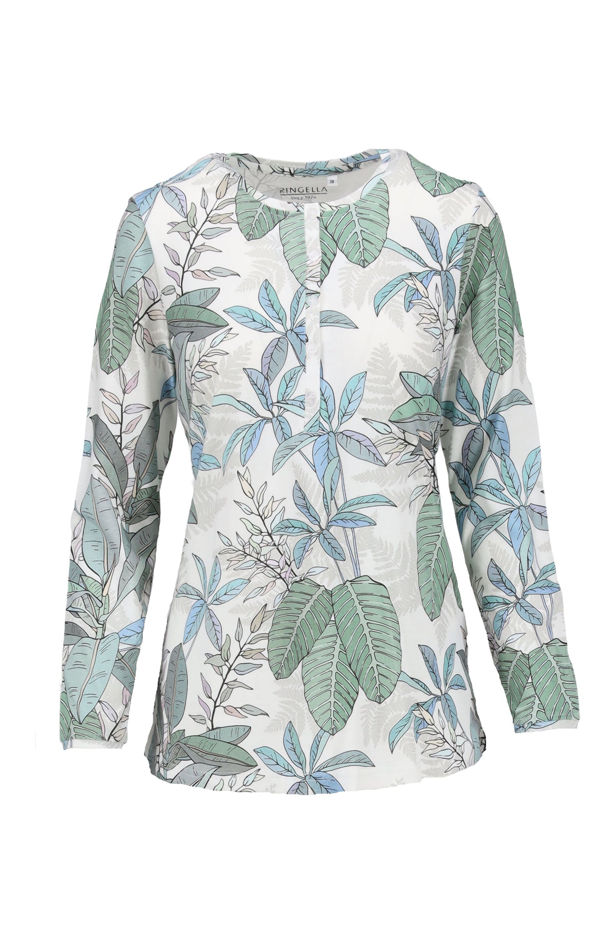 Ringella pyjama met knoopsluiting bladeren motief - 6511230 - Groen