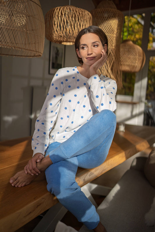 Ringella badstoffen pyjama gestipt - 6518212 - Lichtblauw
