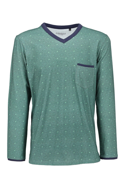 Heren pyjama V hals - 5541212 - Groen