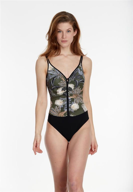 Sunflair badpak voorgevormde cups zonder beugel - jungle 72161 - groen