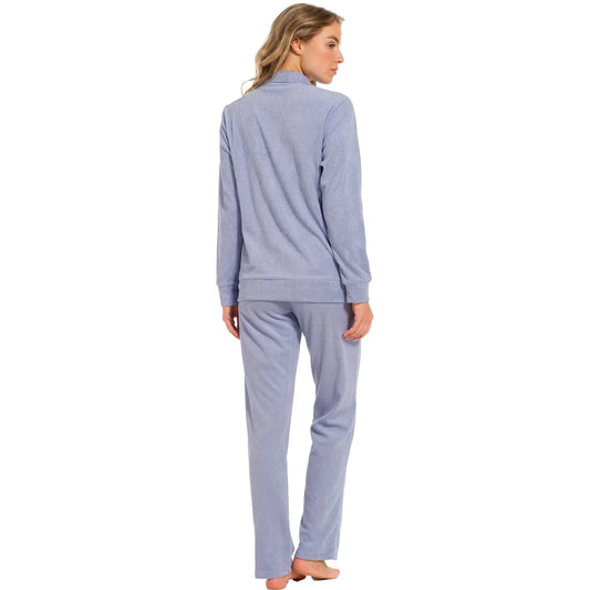 Pastunette Huispak met lange broek en rits badstof - 80241-128-8 - licht blauw