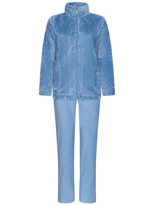 Pastunette Huispak met rits geweven print - 80242-152-8 - Blauw