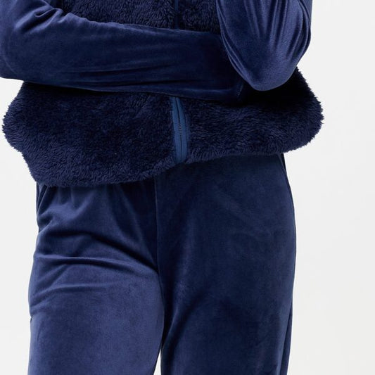 LingaDore Warme Huispak met rits Velvet fleece - 8623 - Black Iris