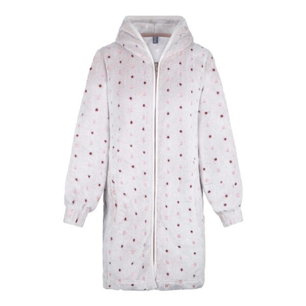 Lingadore korte fleece badjas/vest met rits - 8635 - Dusty Rose (12)