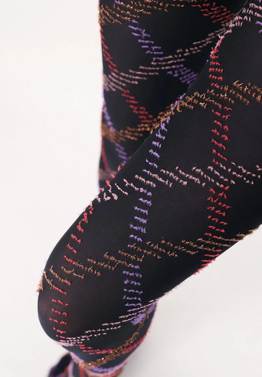 OROBLU 50 den panty ruit - Fur Tartan 50 panty VOBC67907 - Black Violet