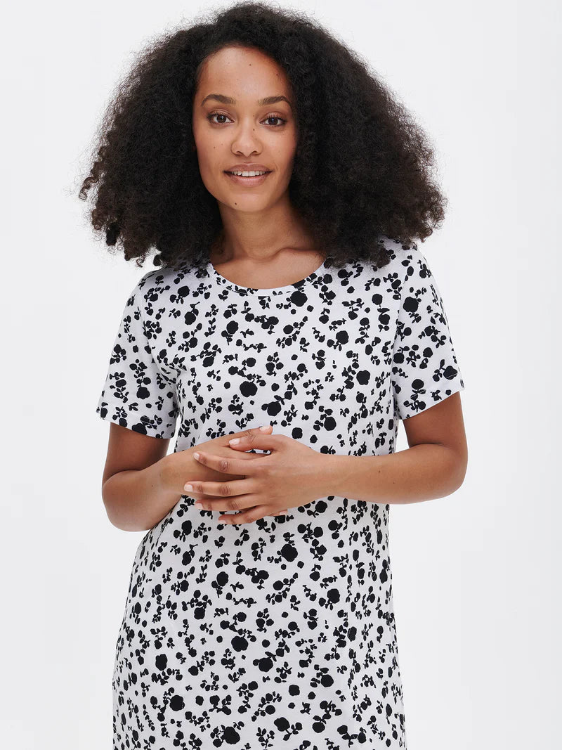 Nanso big shirt korte mouw - ROOSA 28861 - Wit/Zwart (1329)