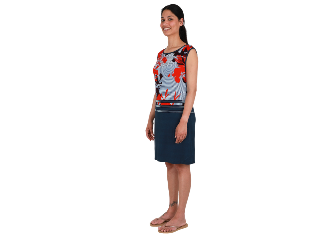Sunflair jurk - 23323 - Nachtblauw/rood