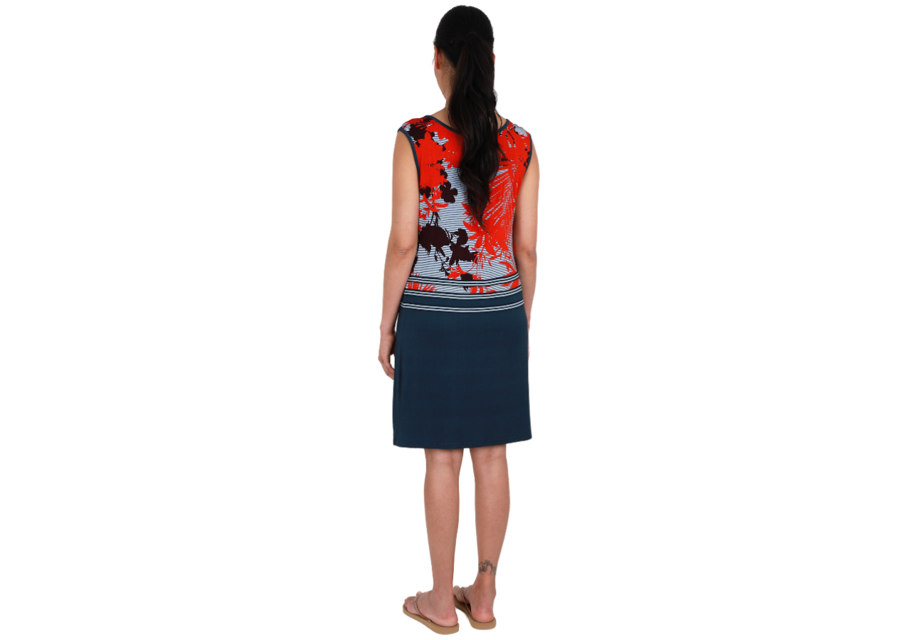 Sunflair jurk - 23323 - Nachtblauw/rood