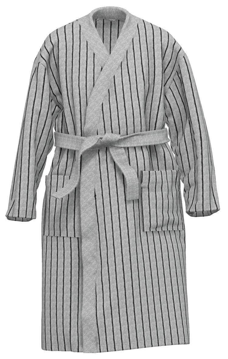 Ceceba heren badjas strepen met ceintuur - 80100 8815 - grijs gemeleerd