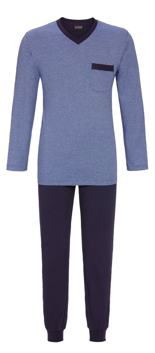 Heren pyjama met boorden Coolmax - CM41201 - Donker blauw