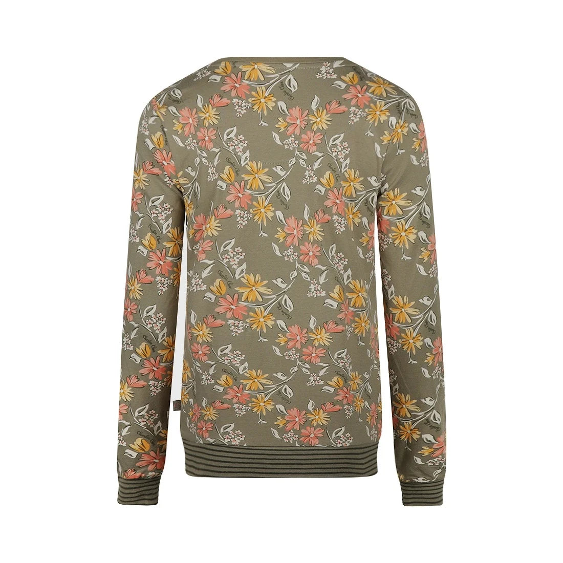 Charlie Choe Dames Pyjama Shirt Pullover - O57101-38 - Groen bloem Faded green