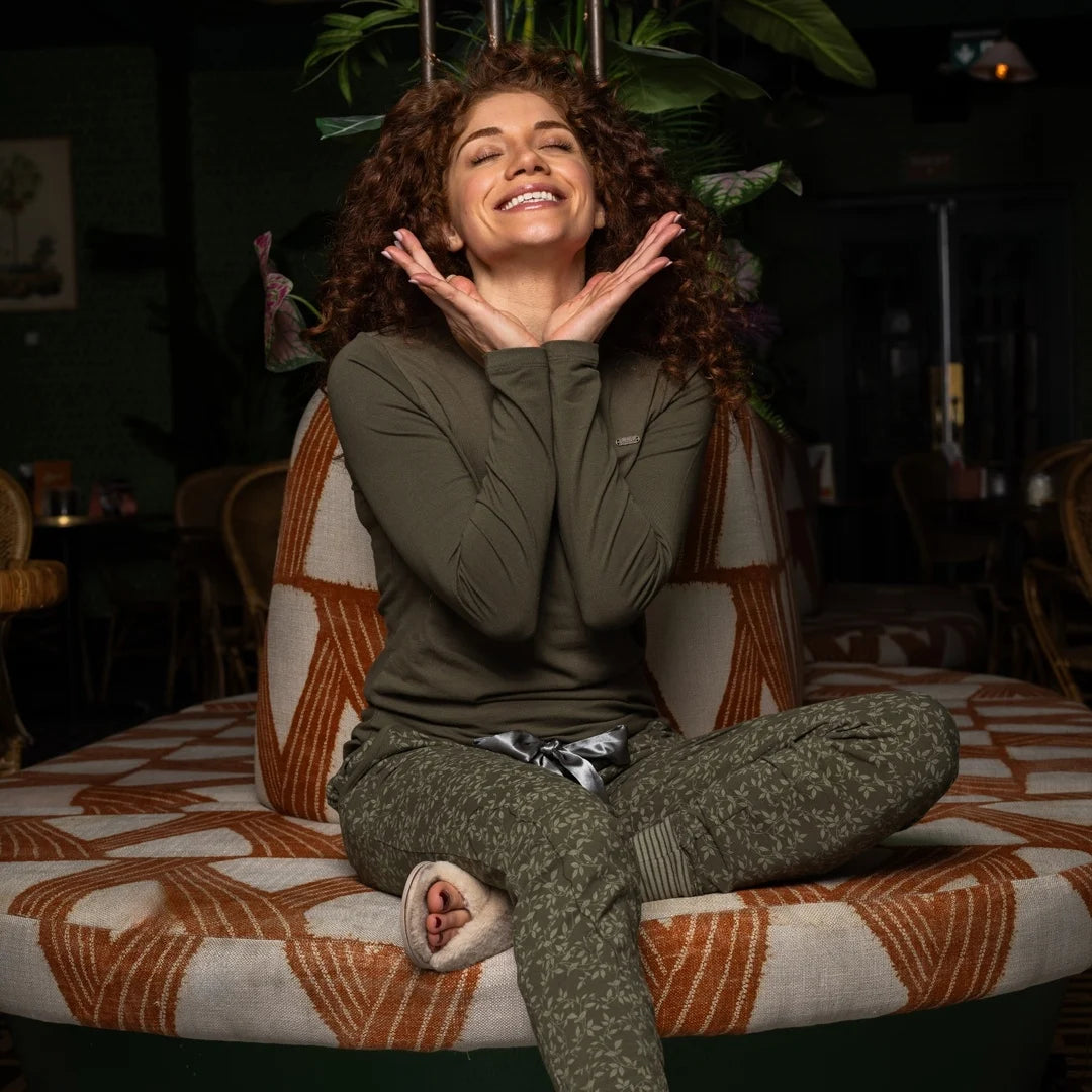 Charlie Choe Dames Pyjama Shirt - O57105-38 - Donker groen