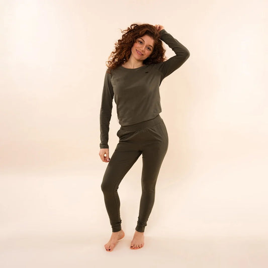 Charlie Choe Dames Pyjama broek legging - O57118-38 - Donker groen