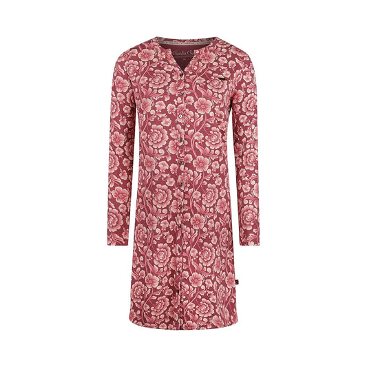 Charlie Choe Dames nachthemd doorknoop - O57128-38 - Cassis