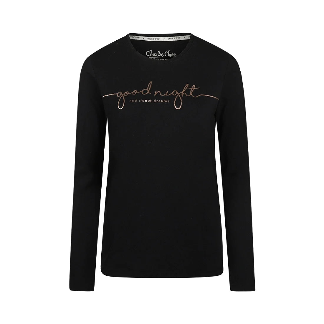 Charlie Choe Dames Pyjama Shirt - O57180-38 - Zwart Goodnight