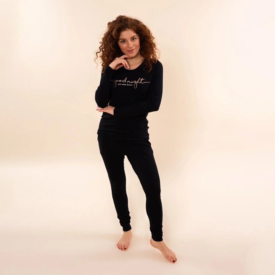 Charlie Choe Dames Pyjama Shirt - O57180-38 - Zwart Goodnight