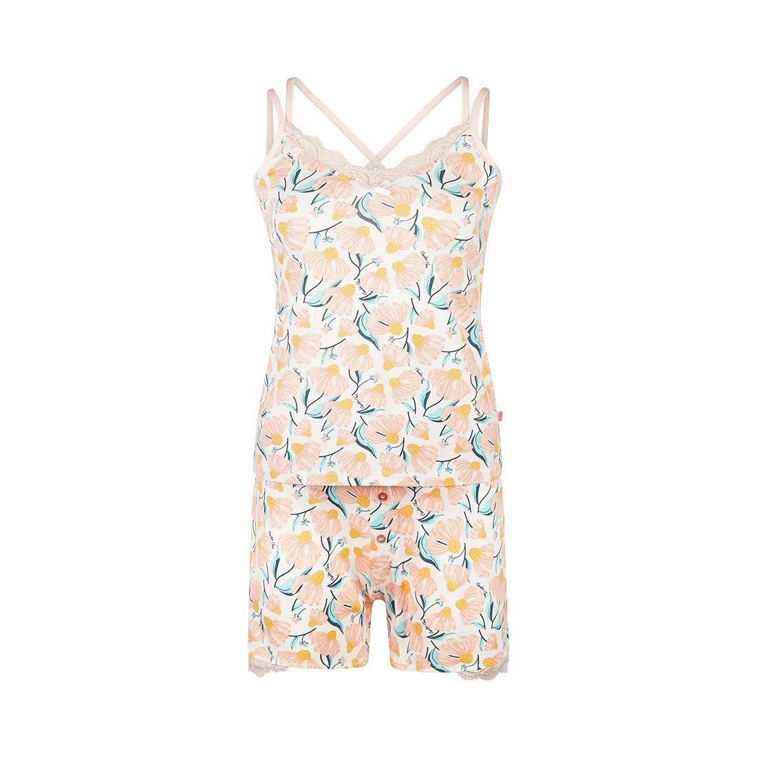 Charlie Choe Shortama - N59104-38 - Licht Peach Bloemen
