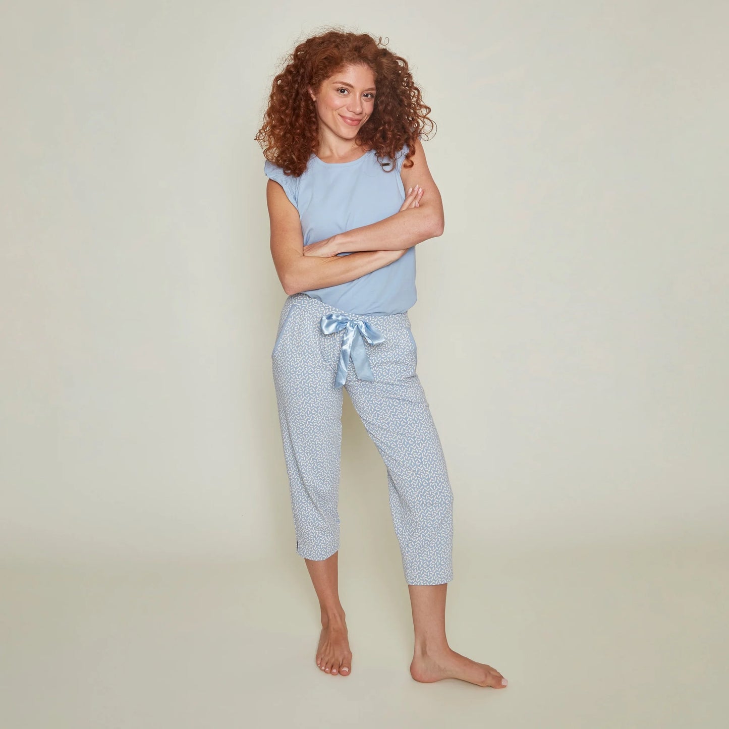 Charlie Choe capri pyjama broek fresh summer nights - P55104-38 - Licht blauw Sprinkles