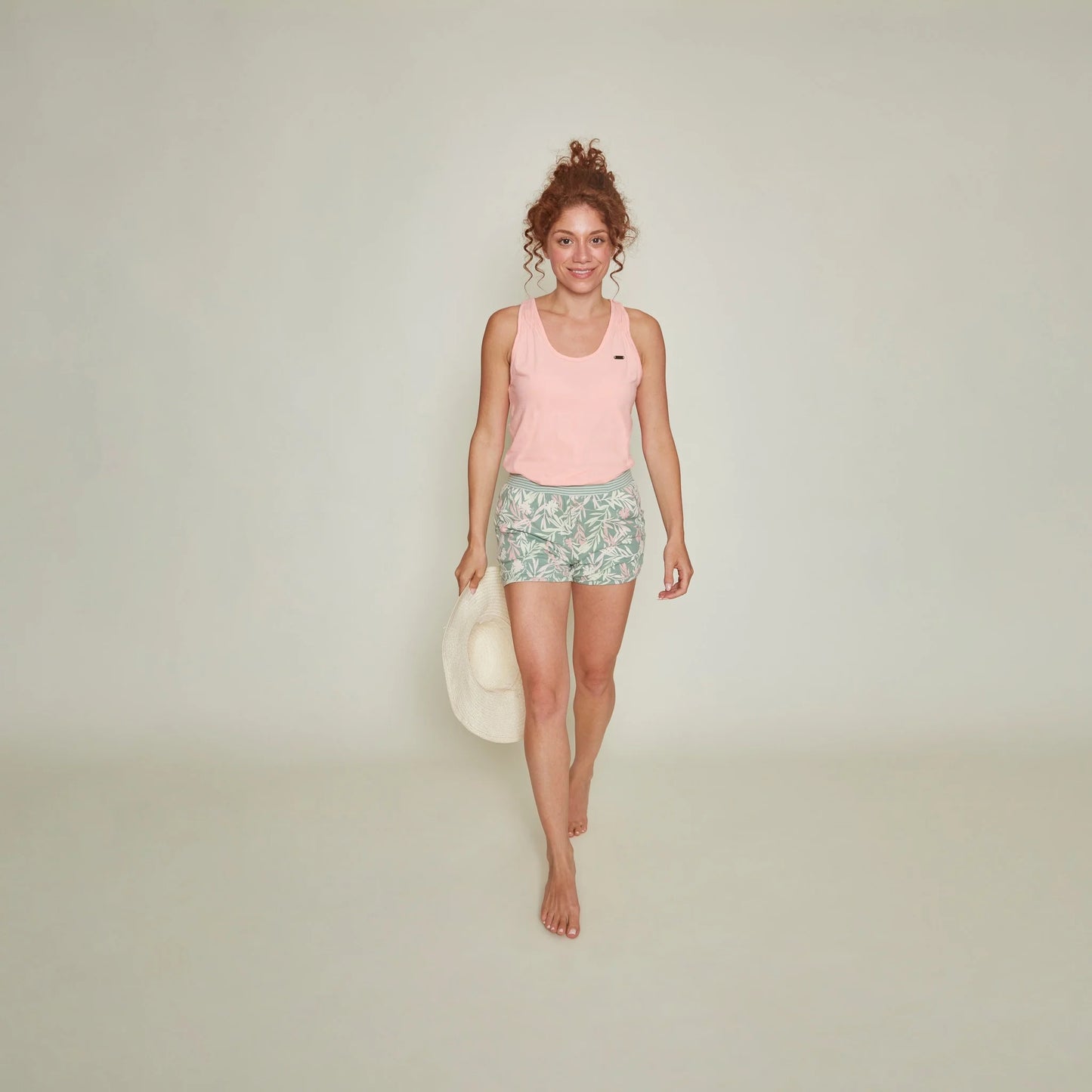 Charlie Choe korte broek shortama - P55129-38 - Groen bloemen