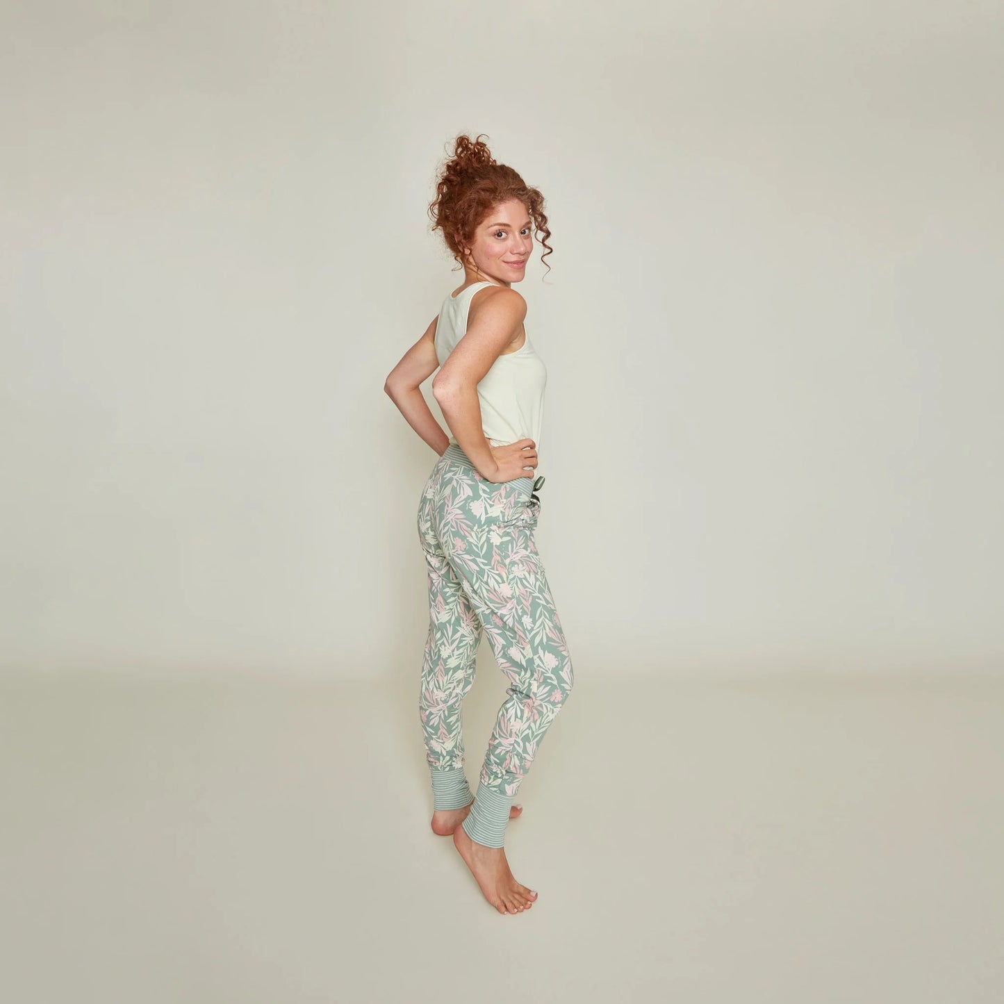 Charlie Choe lange pyjama broek - P55131-38 - Groen bloemen