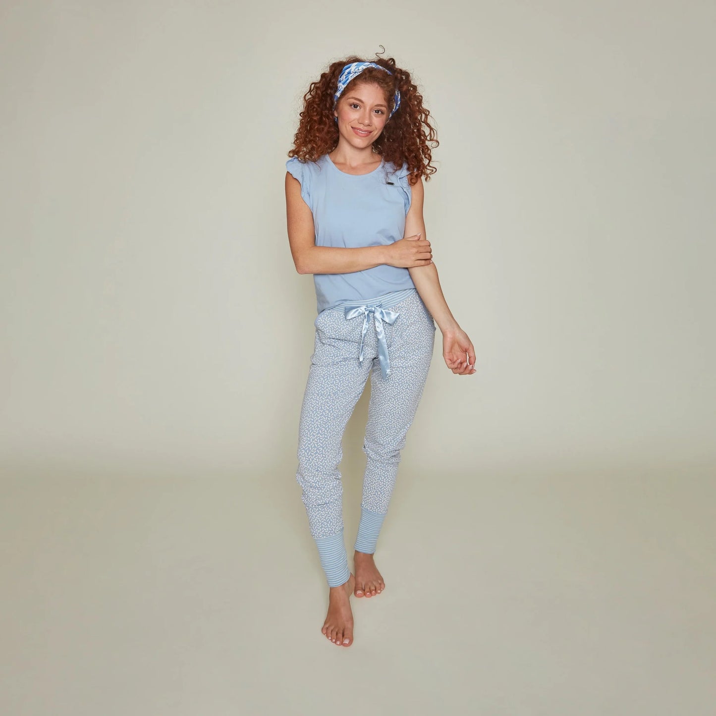 Charlie Choe lange pyjama broek - P55103-38 - Licht blauw sprinkles