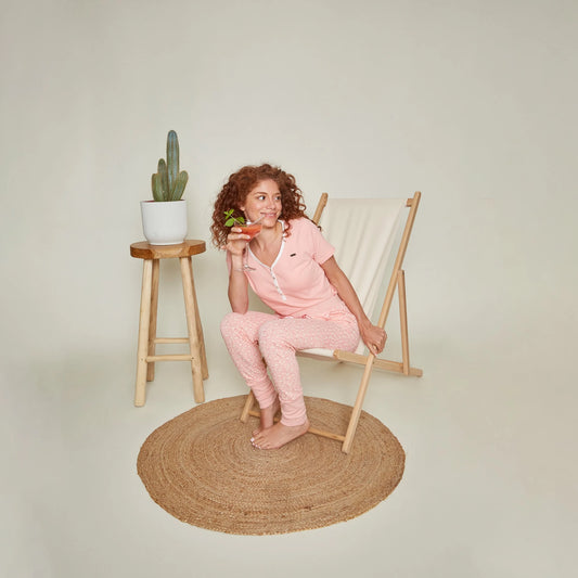 Charlie Choe T-shirt korte mouw knoopsluiting - P55136-38 - Roze