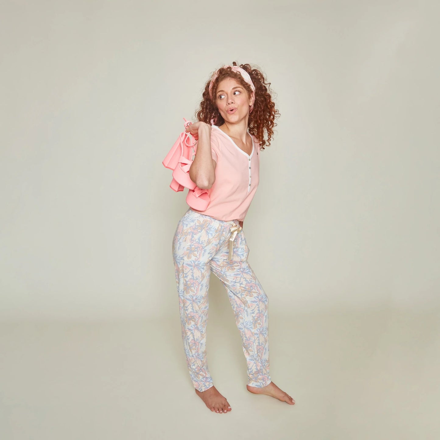 Charlie Choe T-shirt korte mouw knoopsluiting - P55136-38 - Roze