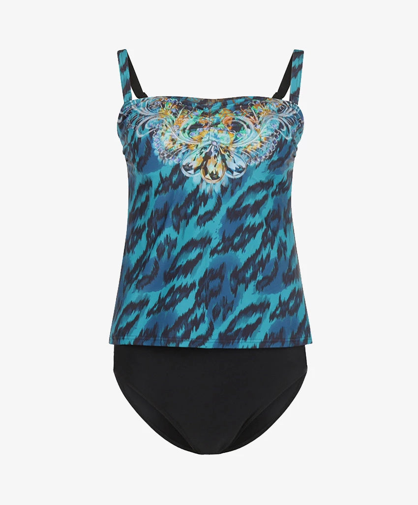 Mila Tankini met allover print - XT47229-23 - Emerald Zwart