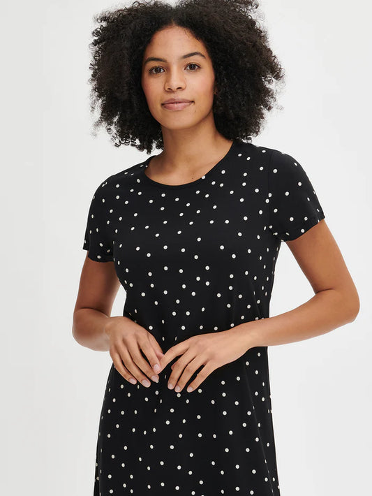 Nanso big shirt korte mouw gestipt - PALLO 28781 - Zwart