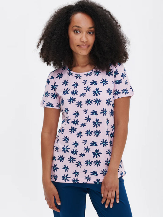 Nanso capri pyjama - 28786 MARKETTA - Blauw roze gebloemd