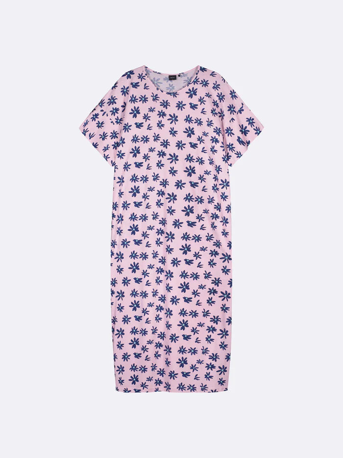 Nanso lang nachthemd korte mouw - 28787 MARKETTA - Roze gebloemd