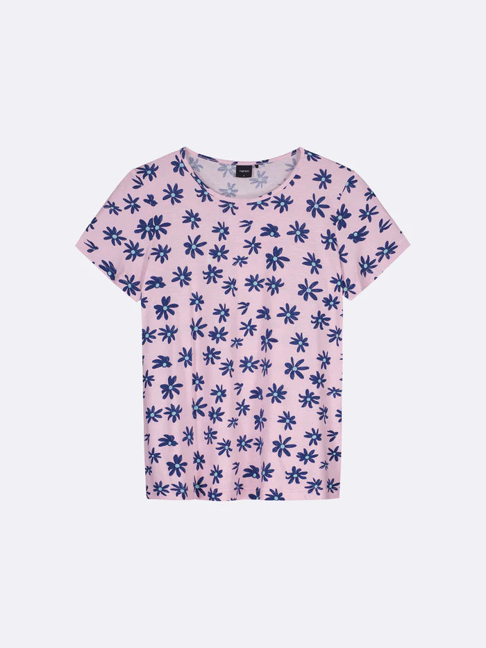 Nanso capri pyjama - 28786 MARKETTA - Blauw roze gebloemd