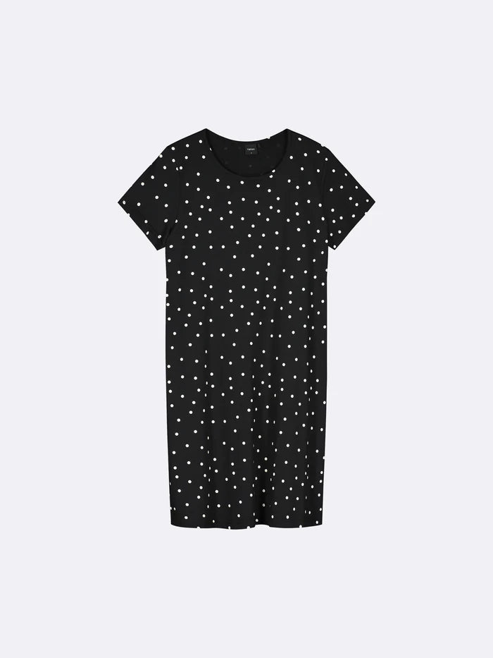 Nanso big shirt korte mouw gestipt - PALLO 28781 - Zwart