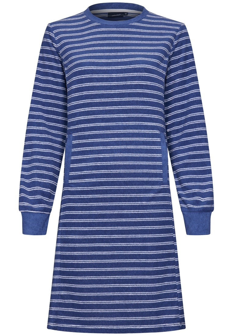 Pastunette nachthemd badstof met streepje - 10242-104-2 - Donker blauw
