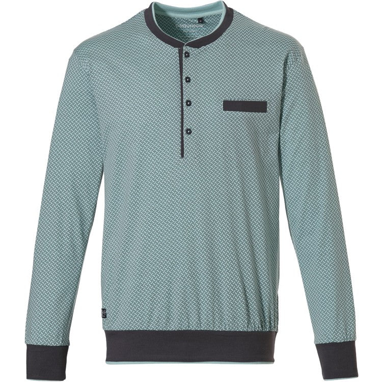 Pastunette heren pyjamashirt - 4399-628-4 - groen grijs