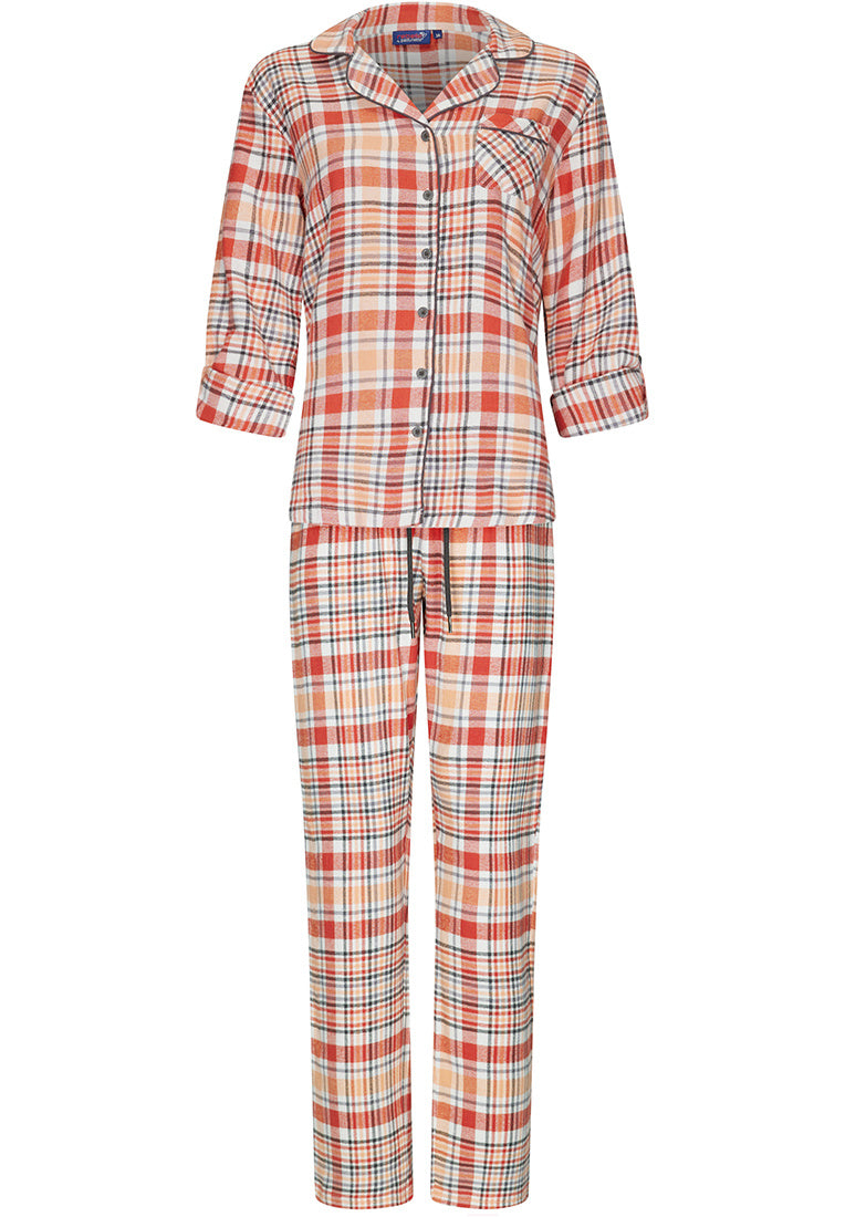 Rebelle pyjama doorknoop flannel - 21232-410-6 - dark salmon